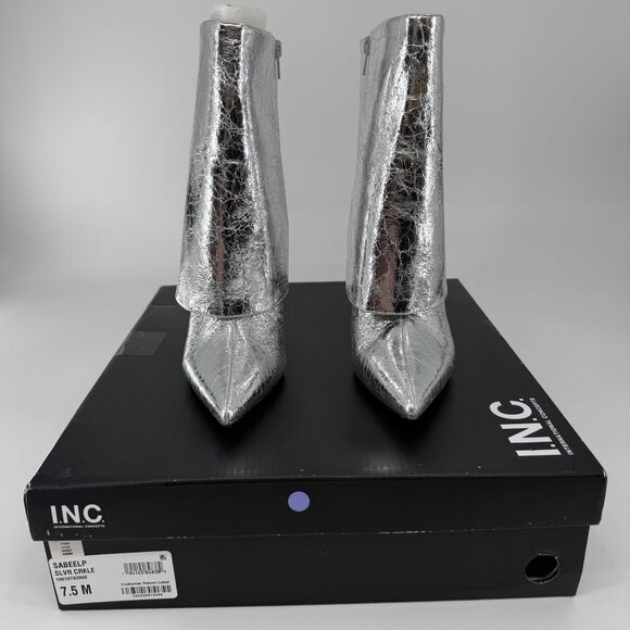 I.N.C. International Concepts Sabeel cuff booties in silver crinkle material, si - Picture 5 of 8